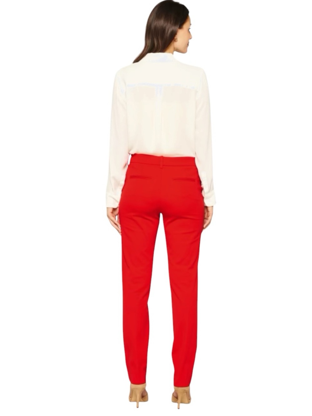Women's Red Straight-Leg Dress Pants - Picture 3 of 3